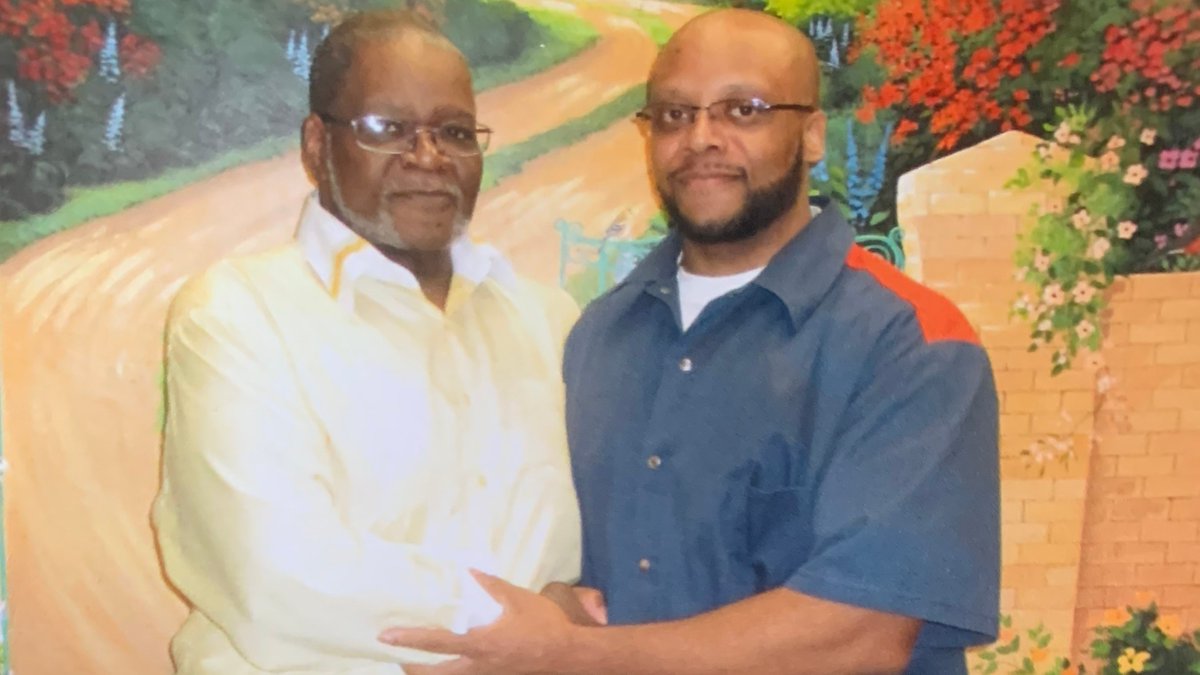 This is Yusef. 16 (left) when condemned to life w/o parole. 41 now (right w/ his dad). The Supreme Court ruled his sentence unconstitutional. He's been waiting in Michigan prison for last 5 years for resentencing. Prosecutor delay. Now friends dying around him. "I might be next."