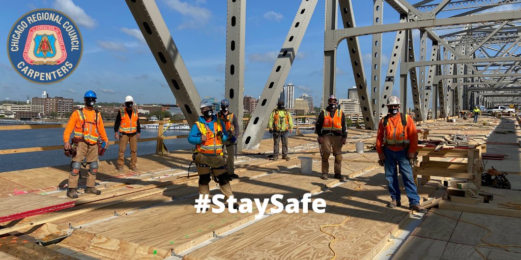 MidAmCarpenters's tweet image. Members from #local237 are working on the Murray Baker Bridge deck replacement in Peoria. The I-74 bridge spans the Illinois River between Peoria and East Peoria.Thank you brothers and sisters for performing essential work. #coverphoto #showusyourmask #ICCGroup @IDOT_Illinois
