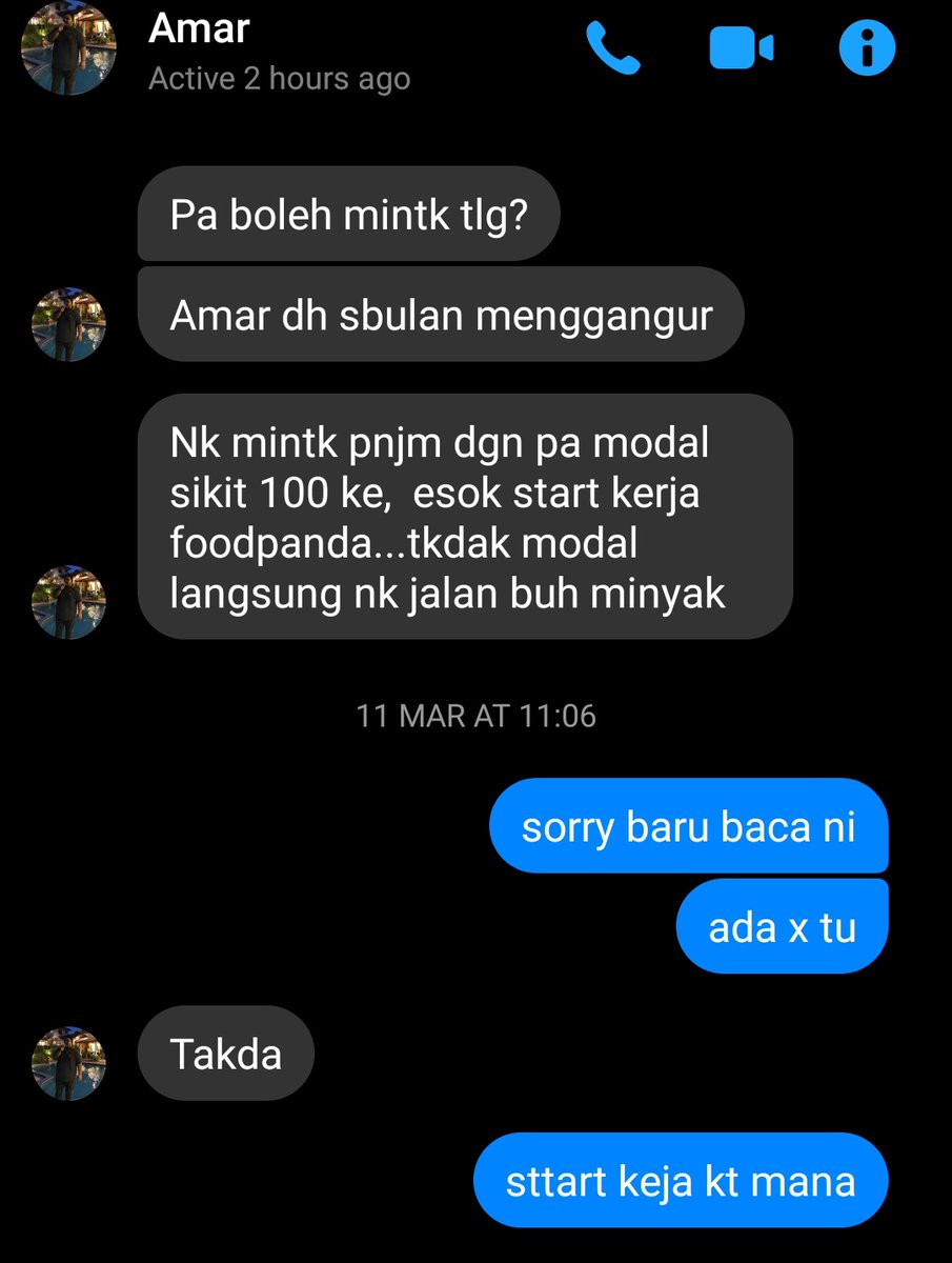 khaiartzfar's tweet photo. Ad junior sekolah aku ni sekarang buat food panda. Masa awal kerja time covid aritu dia minta pinjam duit buat modal lepas berhenti kerja. Pastu dapat tau dia accident semalam time nak delivery makanan. Allahu korang doakan dia dipermudahkan segala urusan
😢😢😢 https://t.co/UsdskOjbzX