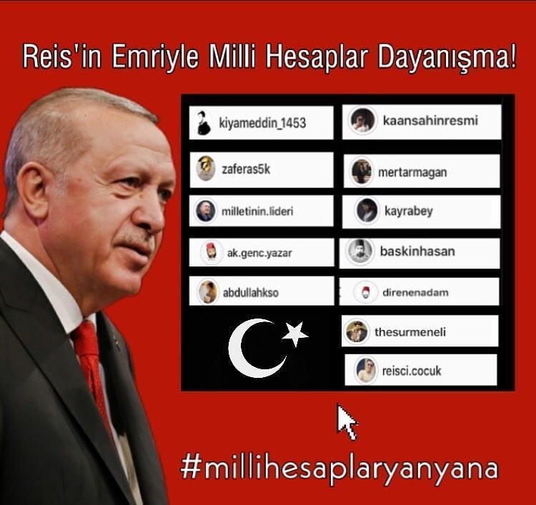 Reis'in çağrısıyla tüm yerli ve milli hesaplar birlik oluyor..Etiketteki yerli hesapları takibe alalım..😊
@reistanbul2023

#MilliHesaplarBurada #millihesaplartakiplesiyor
#MilliHesaplarYanana