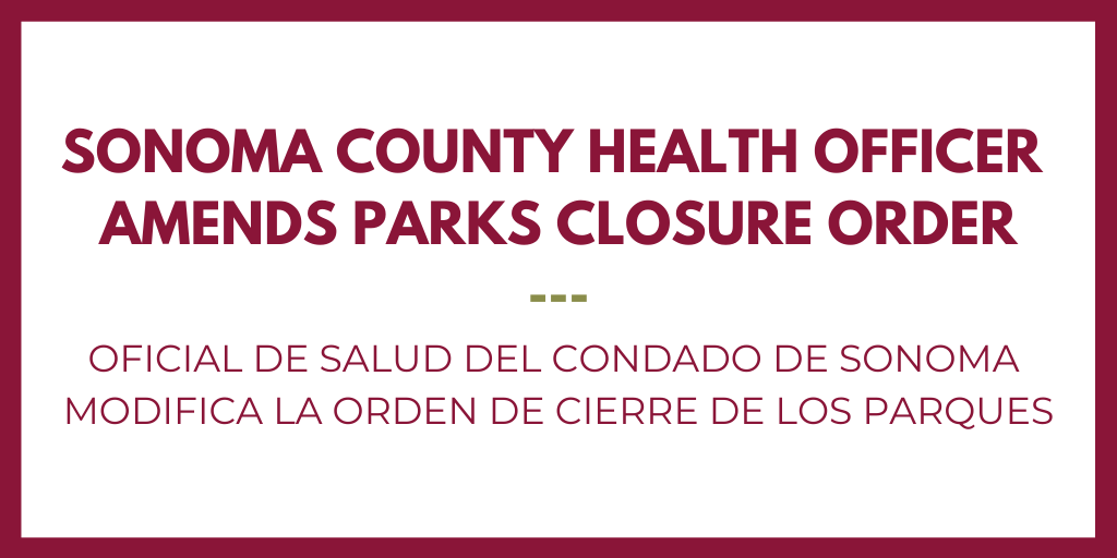 CityofSantaRosa's tweet photo. Good news! The SoCo Health Officer has amended the Parks Closure Health Order that eases some restrictions on park usage. The City of Santa Rosa is reviewing the amended Order &amp; will safely re-opening specific park amenities soon. Review the order here: https://t.co/6Muo4HEhto https://t.co/avoufbhDjl