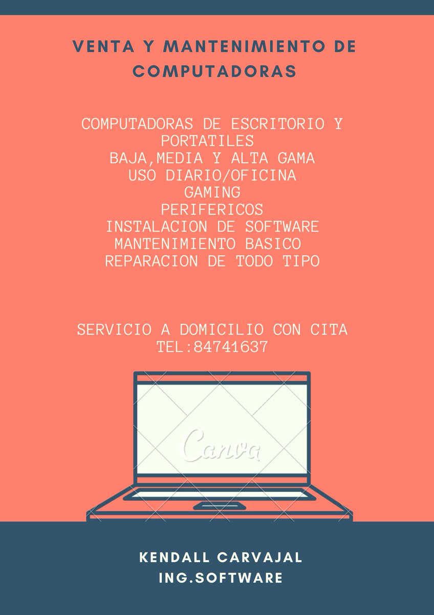 Buenas gente!
Gracias a todo esto tome la iniciativa empezar un pequeño negocio con base a lo que estudie.
Les agradecería que me ayuden compartiendo con rt o como gusten.
Cualquier consulta o lo que gusten me escriben al privado o a mi numero.
Será un gusto ayudarles.