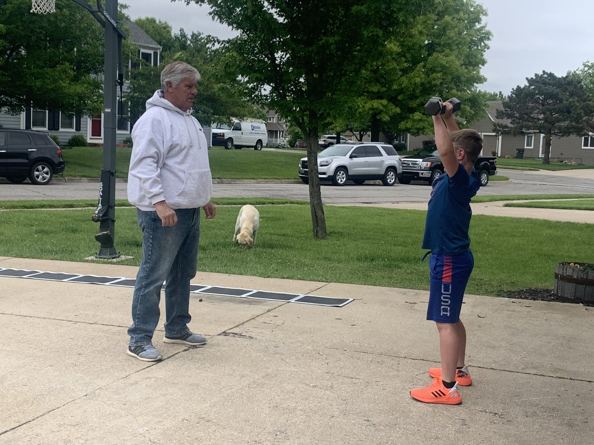 lora_wedd's tweet photo. Grandpa Dirks Driveway Gym! #workinghard #readyforsports @DirkWedd https://t.co/umXrZRJzXD