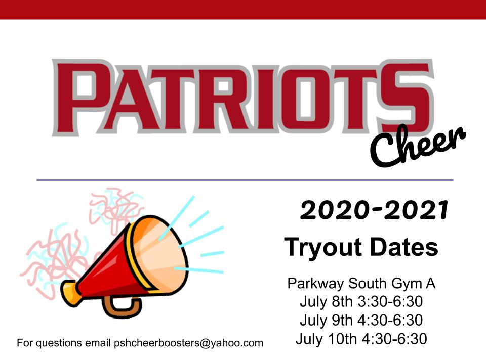 Here are the 20-21 cheer tryout dates! We can't wait to see you all soon!
