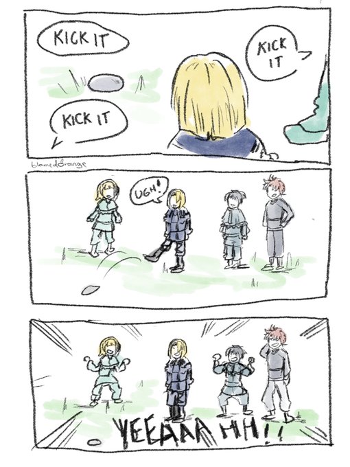 suddenly had flashbacks of a stupid game my childhood friends and i had where we dare each other to kick something and if the person does decide to kick it they have to say "ugh" 