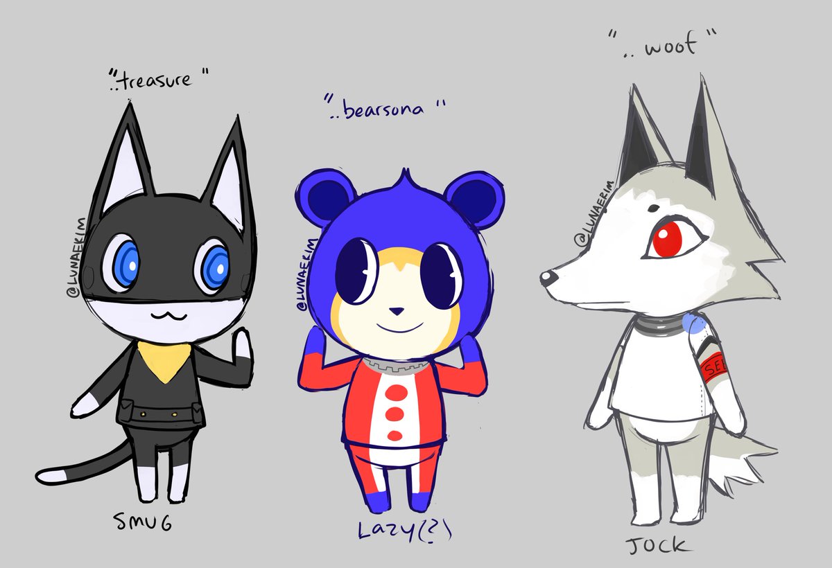 lunaerim's tweet photo. persona mascots as animal crossing villagers ✨

#AnimalCrossingNewHorizons #ACNH #NintendoSwitch #Persona5 #Persona4 #Persona3 #persona https://t.co/2jG5CueGAc