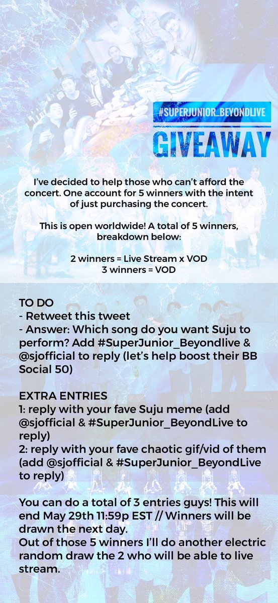  #SUPERJUNIOR_BeyondLIVE Giveaway!!!Below are the deets. I will randomly choose the winners using an automated random generator.