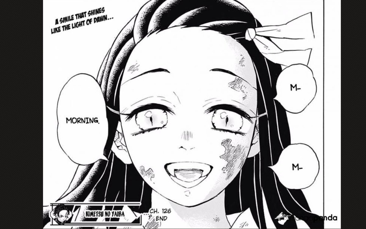 YOU DON'T UNDERSTAND HOW I WAS HOLDING IN MY BREATH FOR THESE LAST FEW PAGES ONLY FOR HER TO REAPPAER AND SPEAAAAKKKK OMGGG !!! I LOVE NEZUKO !!!!
