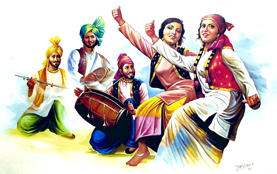 folk dances of Punjab •Bhangra  -Bollywood valon its not pronounced  as BHAA-NG-GRRA, its Pang-dha • Gidha performed by women• Punjabi dholi + boliyan is basically our DJ system