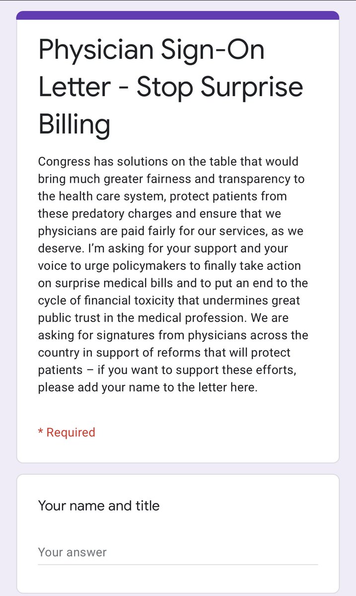 Links to a Google Form“I’m asking for your voice to urge policy makers to finally take action on surprise medical bills...”Nice!Wait, what’s grainy low pixel letter I’m signing? Senate HELP, House E&C bills?! Those are insurer sponsored benchmark bills!  Shady AF6/x