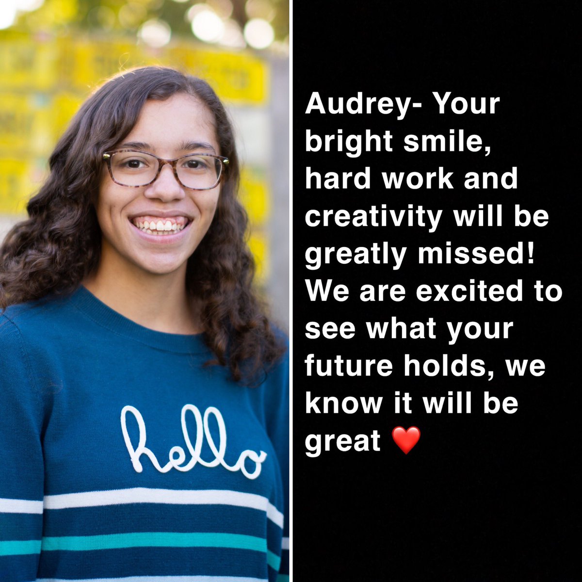 Senior highlight: Audrey Boyland. Congrats Audrey!