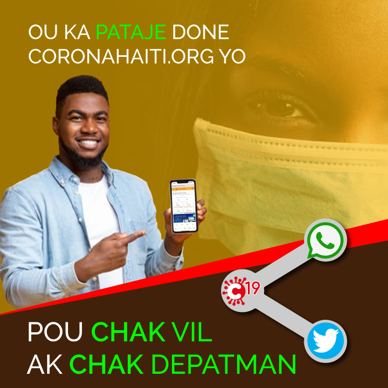 HaitiCorona's tweet photo. https://t.co/LK0M3dG9dn pèmèt ou pataje chif yo pou chak vil ak chak depatman. https://t.co/iknz7aOW4E
