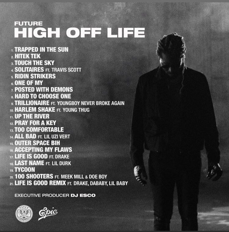 ScopeTalkEnt's tweet photo. @1future 8th studio album #HighOffLife drops this Friday.

Here’s the track list

#HighOffLife #future #Atlanta #Music #culture #ScopeTalkEnt https://t.co/cE8rGP9pC6