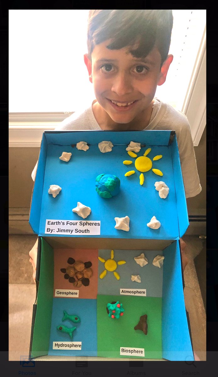 violafifth's tweet photo. 5th graders are creating models of the Earth’s 4 spheres as we learn about systems. Can you name all 4? Jimmy S. can! @ViolaAchieves 🌏💦🌿☄️🏔 https://t.co/KYoQ4UQaEE