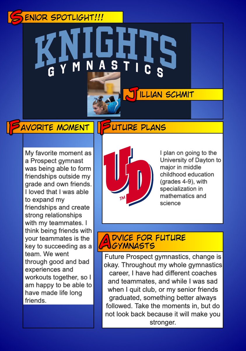 GymnasticsPhs's tweet photo. The PHS Gymnastics Team wants to thanks all of our Seniors for their dedication and commitment to not only the team, but to the sport of Gymnastics.  We wish you all the best of luck in all of your future endeavors. To honor our Seniors we will spotlight each one. @KnightsofPHS https://t.co/v3XppBaaCo