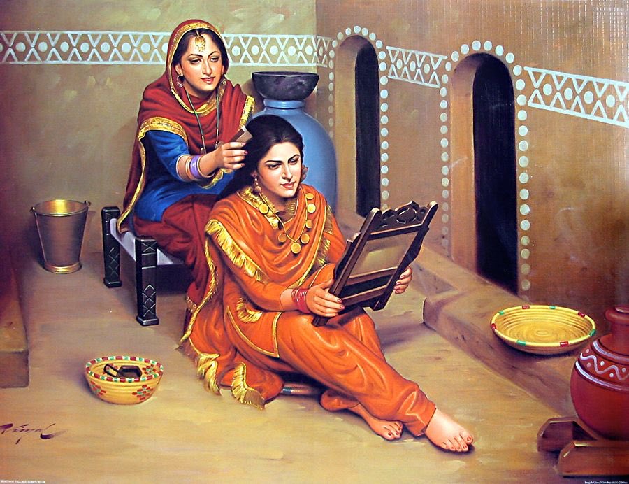 Ending this thread with some of my favourite punjabi paintings•madhaniyan, haye ve mereya daadeya rabba, Kinna jammiya kinane le jaaniya• jaa ve kachiya ghariya, tera ki mai kara etbaar• mere nachdi de khul gaye waal, bhabhi meri gut karde