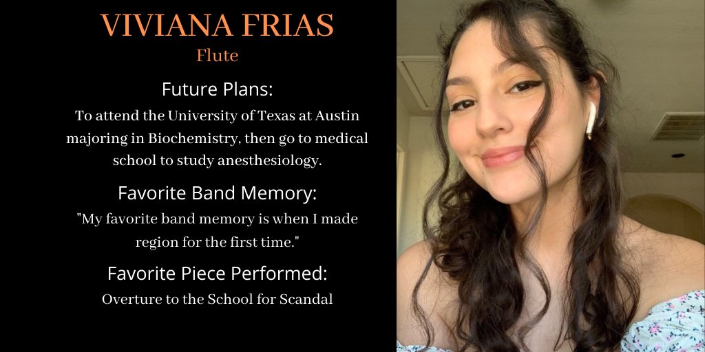 Our final Band Senior Spotlight for today is Wind Ensemble member Viviana Frias. 🎼🎶#SeniorSpotlight