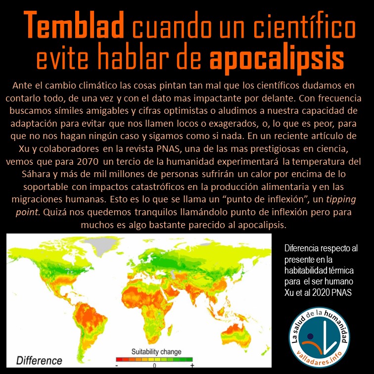FernandoVallada's tweet photo. Difícil evitar mensajes apocalípticos ante el cambio climático. Lo siento, hoy no lo pude evitar: leí en las mejores y mas recientes fuentes científicas y no pude evitar esta proyección para 2070
https://t.co/6HjhzTfgcc
#valladaresinfo #saludhumanidad #CambioClimatico https://t.co/NSJWa7sePQ