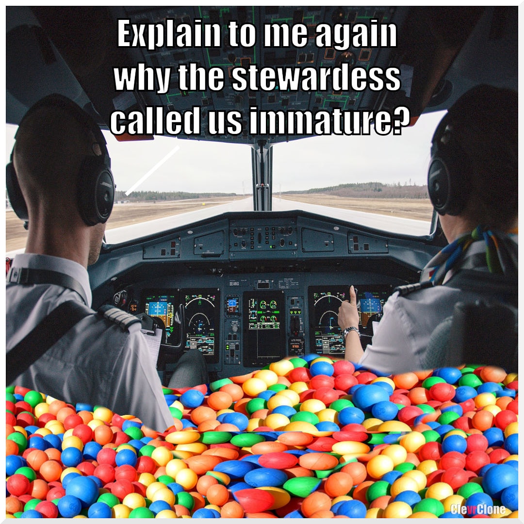 clevrclone's tweet photo. It's the pits 😝

#thefarside #thefarsidegallery #thefarsidefans #twitch #twitchstreamer #twitchartists #memes #memesdaily #comic #comicart #funnymemes #funny #cockpit #cockpitview #ballpit #ballpitfun #airplanes #pilotlife #pilot #airplanes #balls #sillymemes https://t.co/fSJncsiQEb