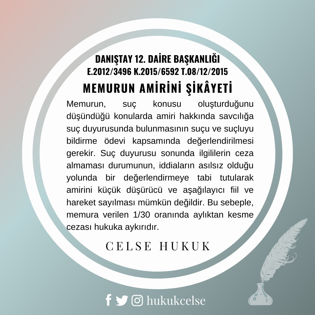 #chbilgi #celsehukuk #hukuk #hukukibilgi #hukukibilgiler #hukukisorular #memur #danıştay #karar #şikayet