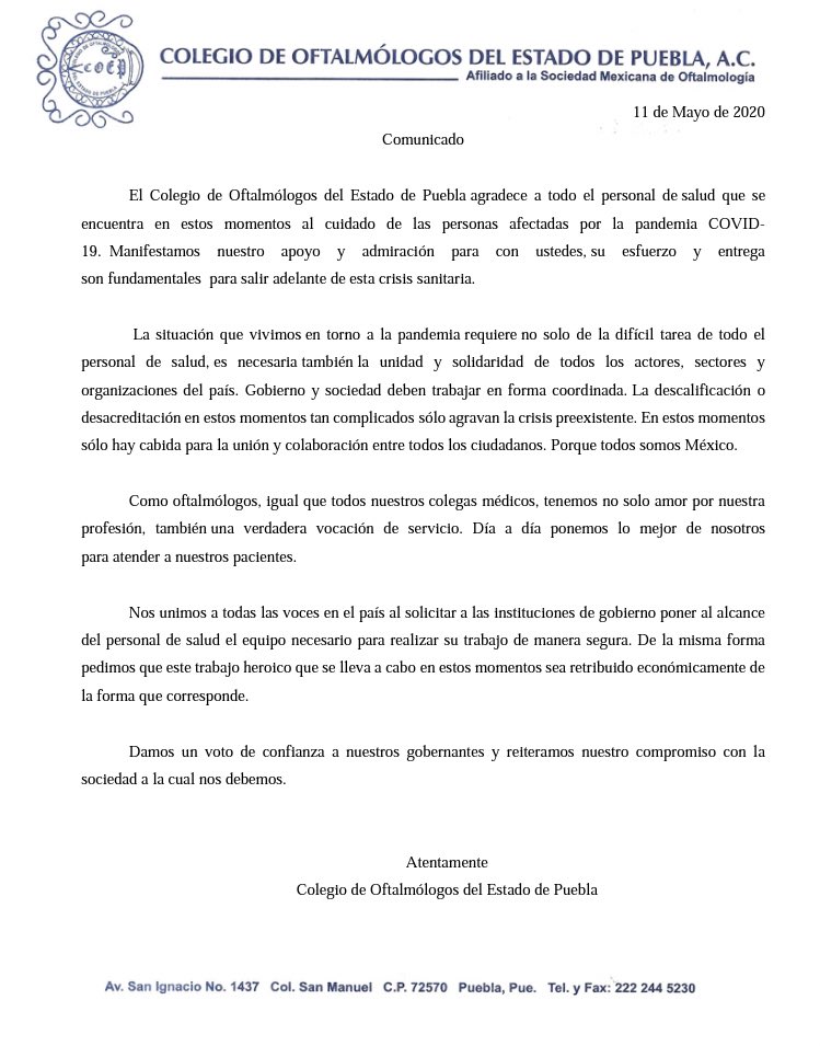 COEP2021's tweet photo. El @COEP2020 emite el siguente comunicado, esperando la consideración de nuestra postura, tanto por la sociedad y las autoridades gubernamentales @MBarbosaMX @puebla @JorgeHumbertoU @HLGatell @Gob_Puebla @lopezobrador_ @GobiernoMX @SSalud_mx @SaludGobPue https://t.co/XKjE8dwLI2
