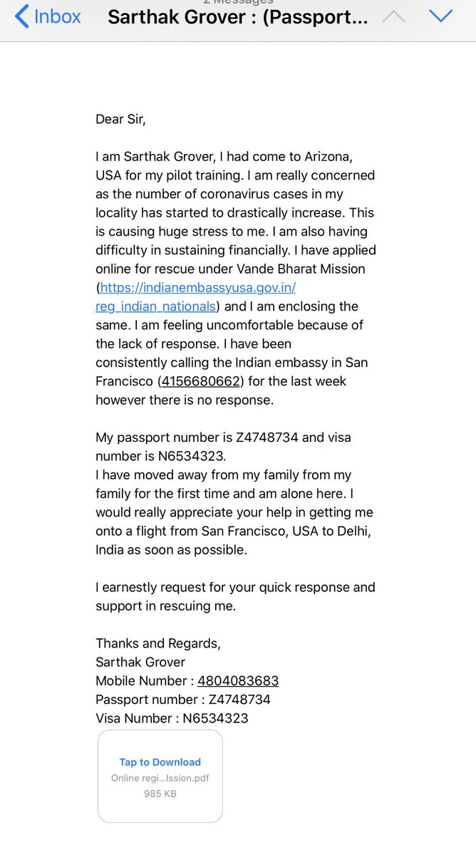 ManishaGrvr's tweet photo. My 20 year old son, Sarthak Grover is alone in USA during tough Covid19 times. We want him back. We have registered online but there is no response. Modiji please help us. #VandeBharat #RepatriationFlightsToIndia #COVID19 @PMOIndia @ForeignAffairs @airindiain https://t.co/oEk3aX8EBf