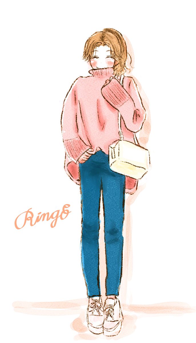 こんにちはー 今日は全身絵の練習しててこんなの描いてみました テーマは 林檎りん イラストレーターのイラスト こんにちはー 今日は全身絵の練習しててこんなの描いてみました テーマは 林檎りん イラストレーターのイラスト