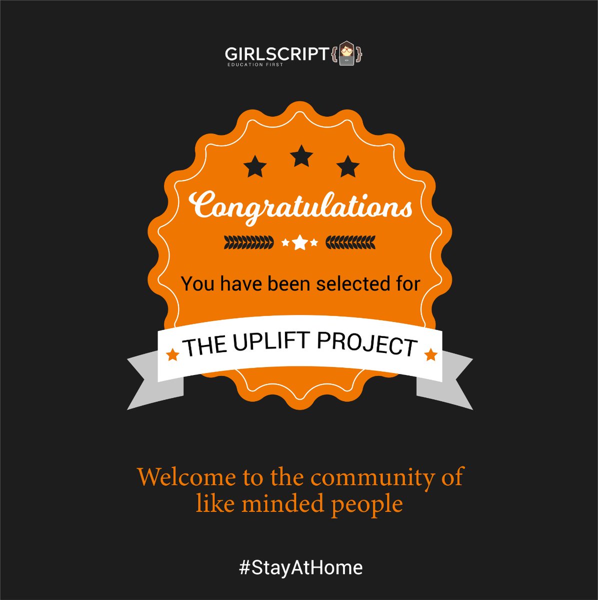 Vera__Kaka's tweet image. So happy to be among those selected for &quot;The Uplift Project&quot; of GirlScript foundation. Looking forward to Learning from like minds.
#girlscriptiseverywhere
#UpliftProject
#EducationFirst
#GirlScript