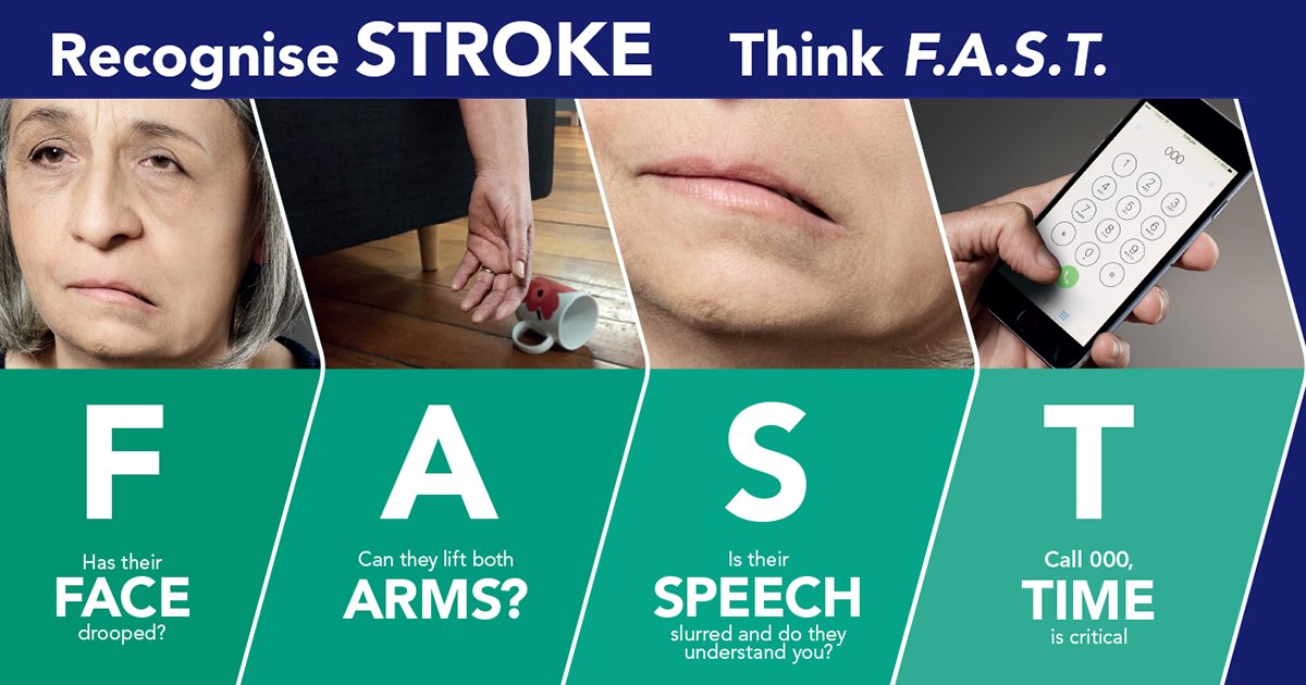 Stroke is always a medical emergency. It is vital to call triple zero (000) immediately if you suspect a stroke. #timeisbrain #signsofstroke