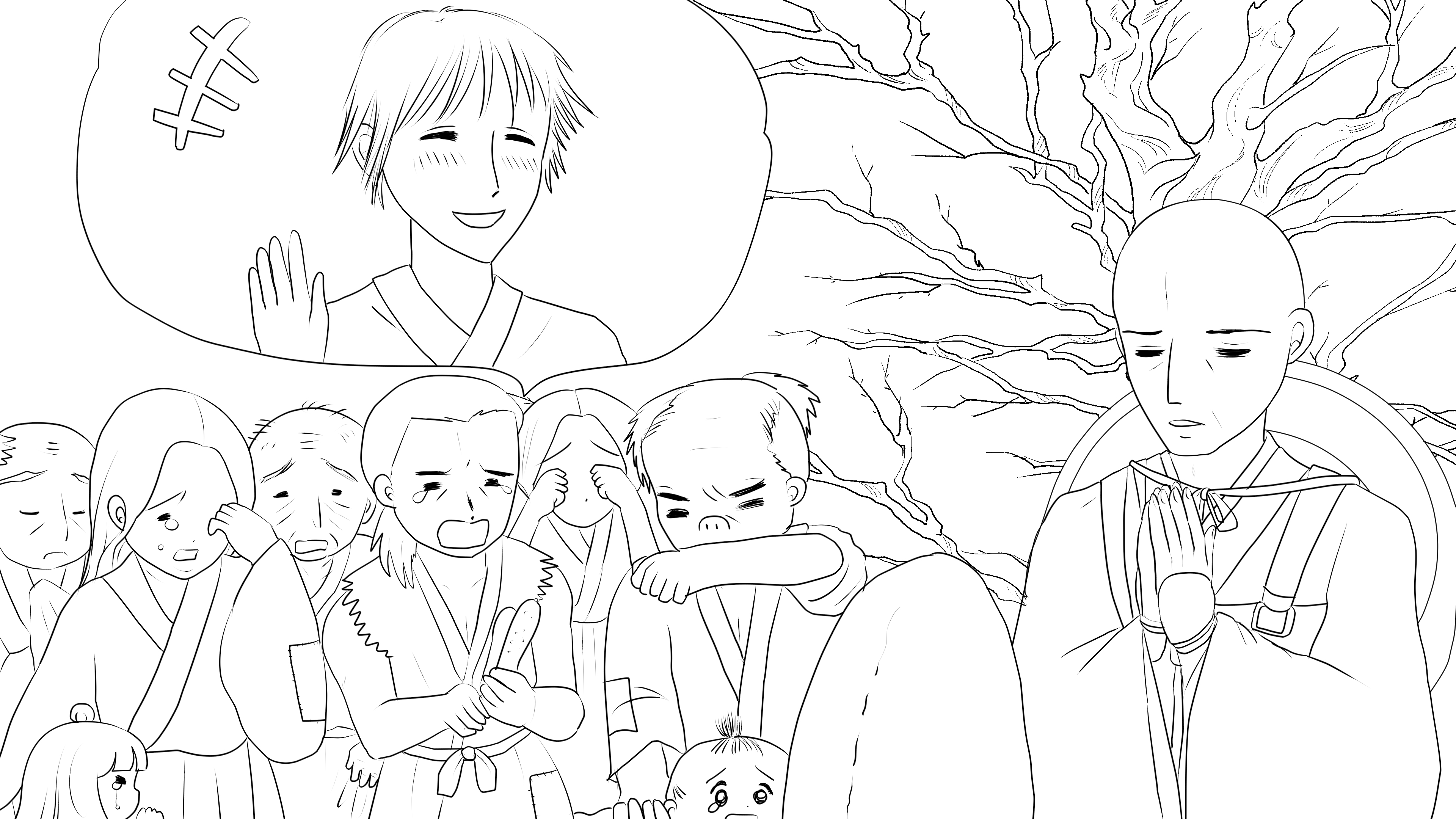 愛ちん ゆめみ愛 昨日描いていた絵の８割ぐらいです W イラストacさん素材ちびモブ会社員 のび恋４ページ目 昔話 カッパの雨ごい 恋の魔法とおまじないペン入れ T Co Pt4o7ojr8e Twitter
