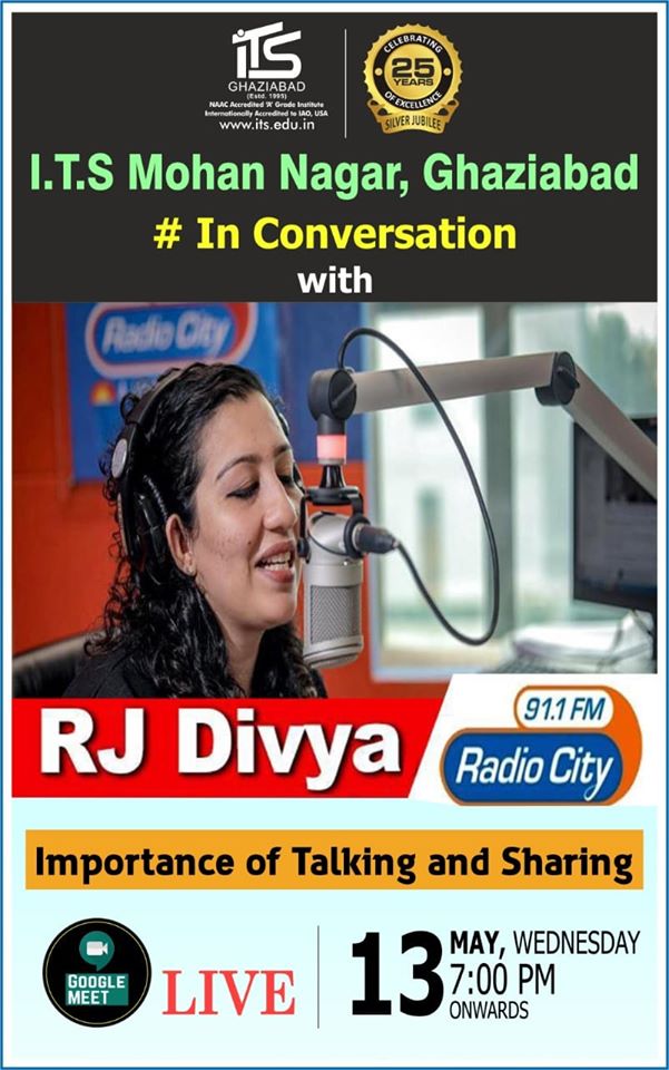ITSMohanNagar's tweet photo. #RJ_Divya will be live at @ITSMohanNagar via #GoogleMeet on 13 May, 7 pm onwards.
More info: https://t.co/t52UNbTNa3
#RJDivya #LiveRJDivya #ConversationwithRJDivya #LiveRJSessions #Celebrities #LiveSession #CelebritiesSession #CelebritiesatITS #LiveSessiononGoogleMeet https://t.co/XG9lgRteYG