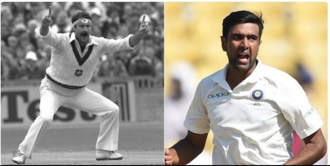 10. Dennis Lillee became the fastest to take 300 wickets in test cricket when he took his 300th wicket on 27 November, 1989 in his 56th test match. 36 years later Ashwin broke his record when he took his 300th test wicket in his 54th test match. The date was 27 November, 2017.