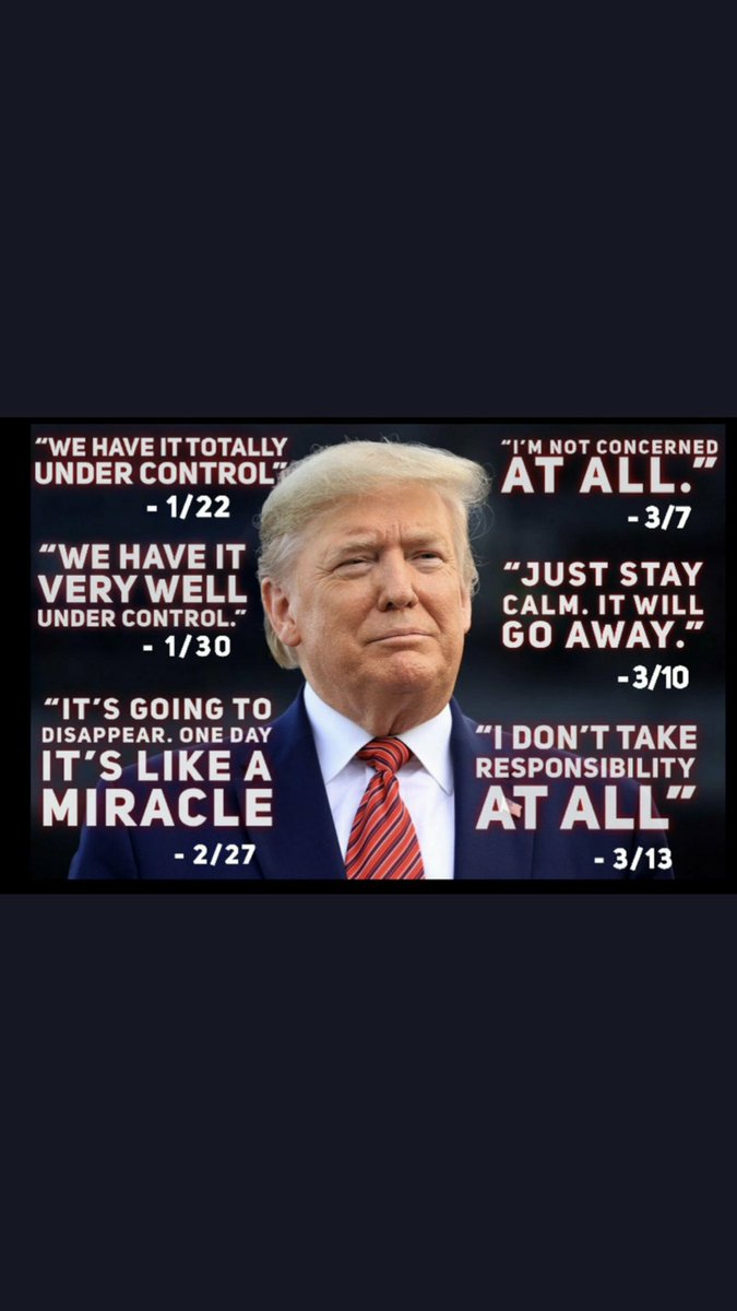 My point of this thread is that if I KNEW what was coming and how to prepare for it...you damn well know that  #Trump knewBut he downplayed itHe actually thought the warm weather would make the  #CoronaVirus go away in AprilHe's guilty of each death from  #COVID19 in the USA