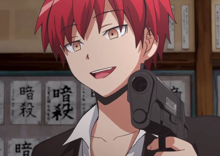 karma akabane of assassination classroom (his hair isnt red but the vibe tho )