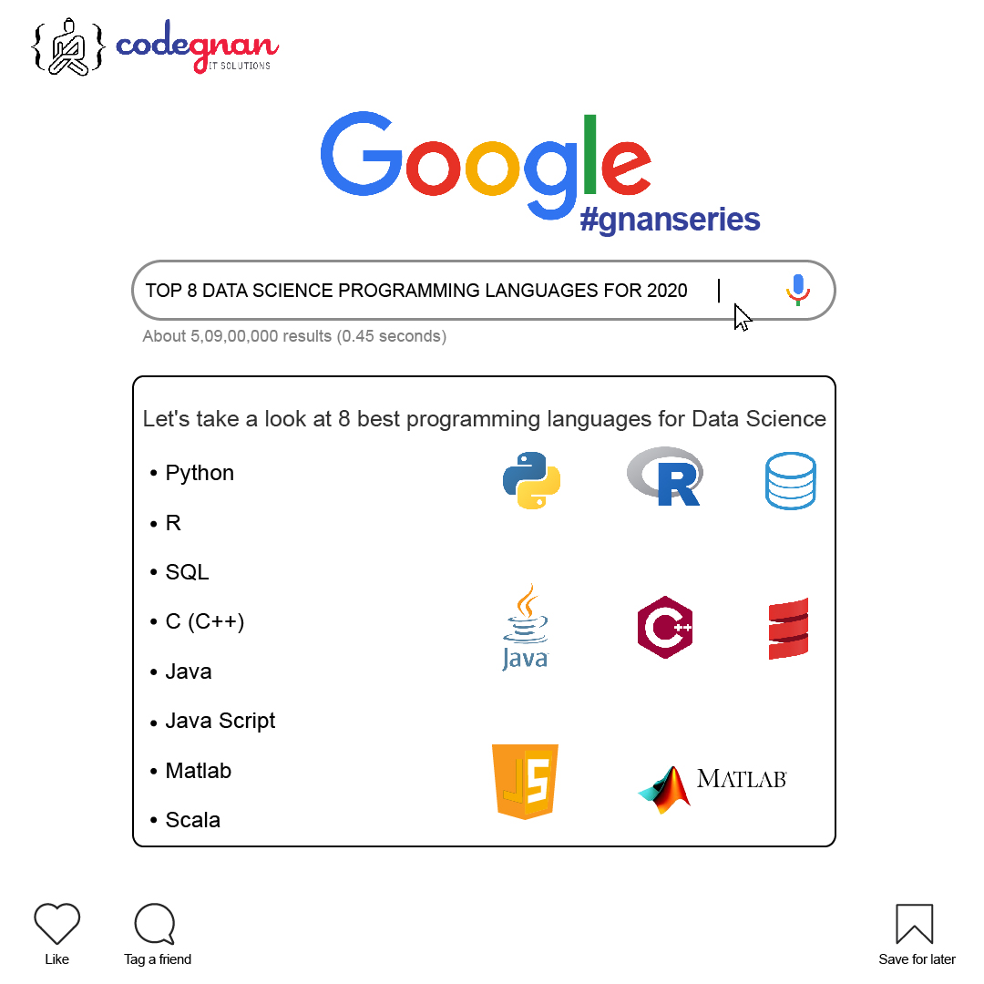 Codegnandotcom's tweet image. Top 8 Programming Languages for Data Science you should know. Tag a friend and challenge him to learn something new 😊
#Python #pythonprogramming #Pythonforlife #Scala #C #SQL #Matlab #Java #JavaScript #Codegnan #CodegnanItSolutions #DataScience #DataSciencetraining