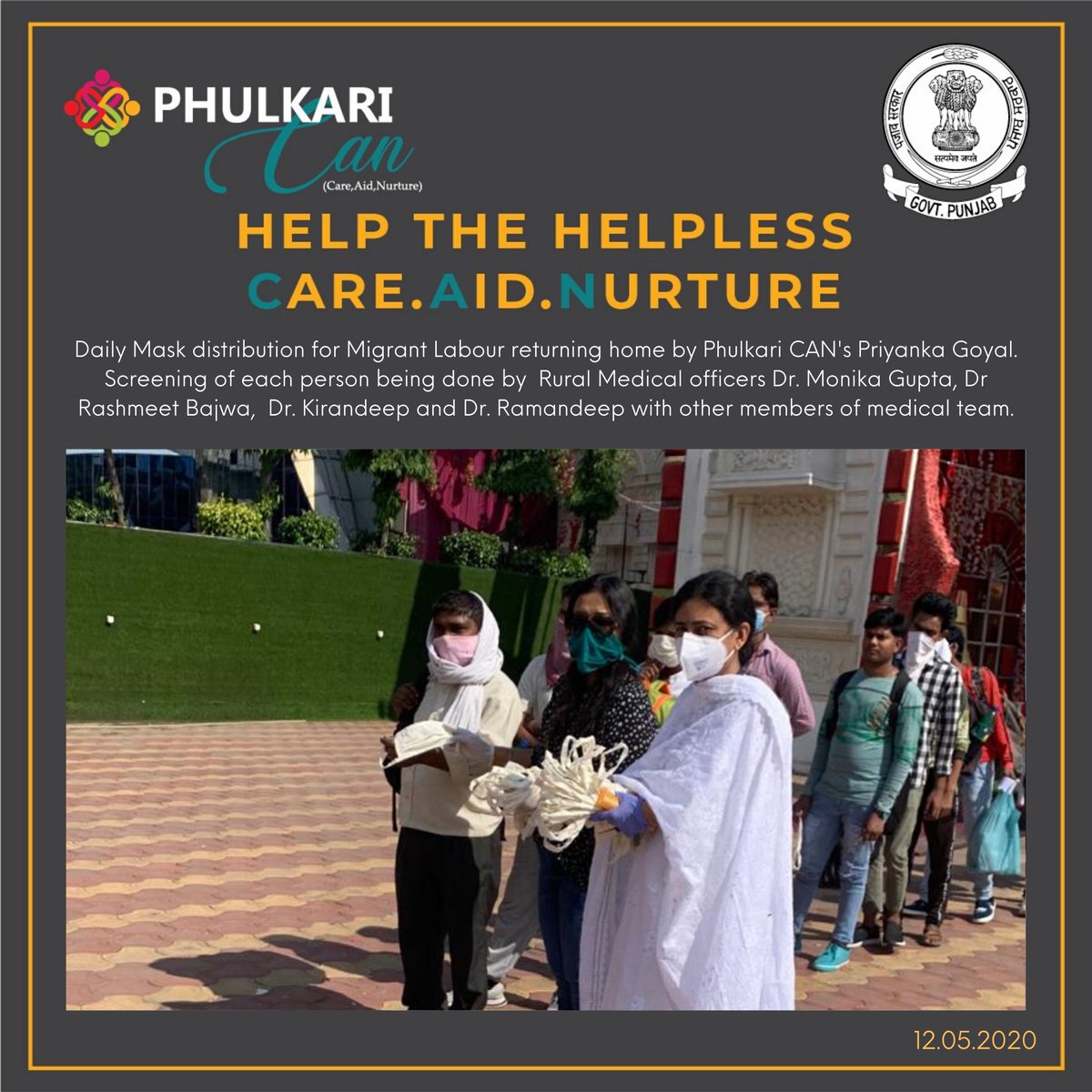 IPhulkari's tweet photo. Phulkari CAN would like to applaud the effort of the @PunjabGovtIndia for arranging for the Migrant Labour to reach their homes.
In our support for this endeavour , #PhulkariCAN along with #RMOs are distributing masks to all those, making this journey home.
#journey #hope https://t.co/pRVppm1KIv