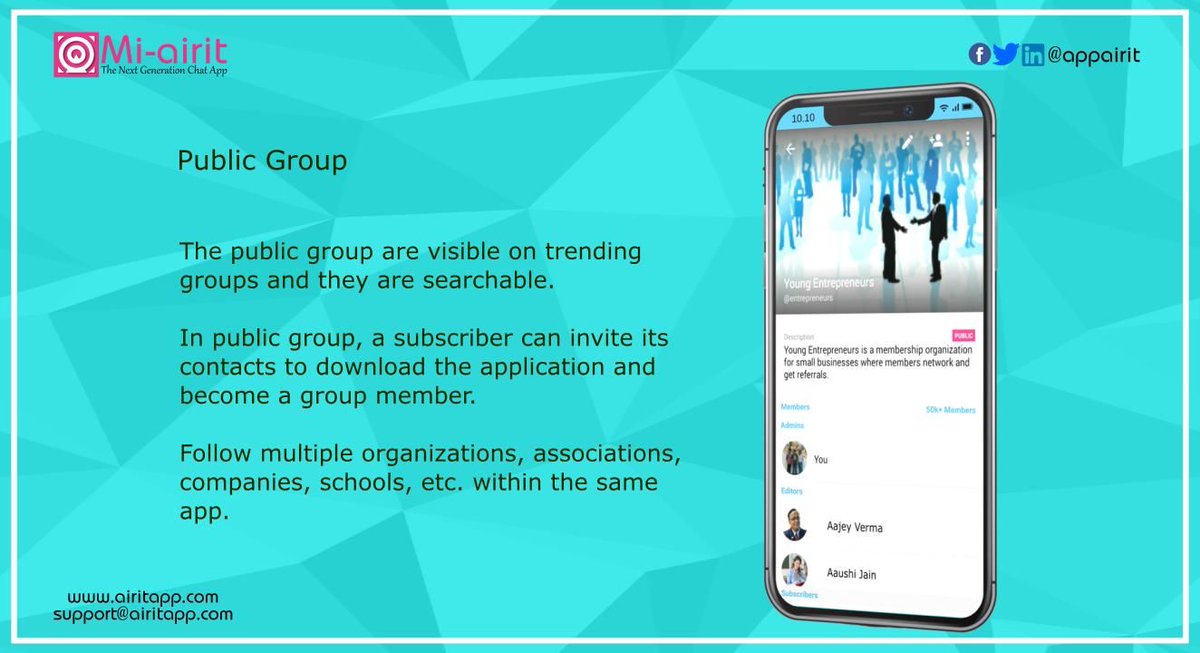 appairit's tweet photo. Create your public group and up to 1 million members.
To know more about the #MiAirit App,
do visit our website:- https://t.co/gedncJGIvT
#India #feature #chatapp #businesschatapp #sociamedia #androidapp https://t.co/pKWndQrqin