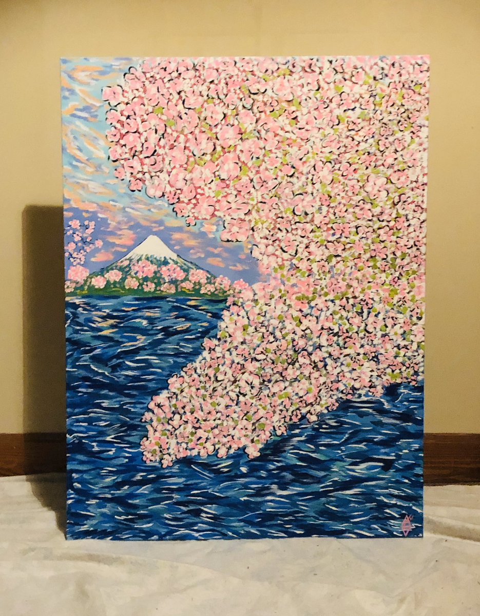 Latest #68 “Sakura” #cherryblossom #mtfuji #japan #pittsburghartist #saatchiart #artfinder #artforsale #acrylicart #unique #dopeAF #artcollector