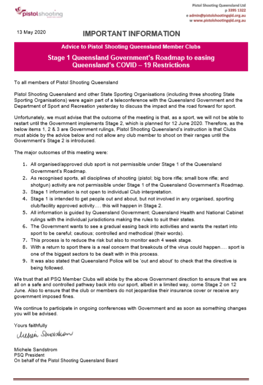 PSQLD's tweet photo. Let's respect the decisions in the best interest of our members, clubs, the wider community and our sport. 
So get geared up ready for when Stage 2 is implemented! https://t.co/ZeFpQGLIgt