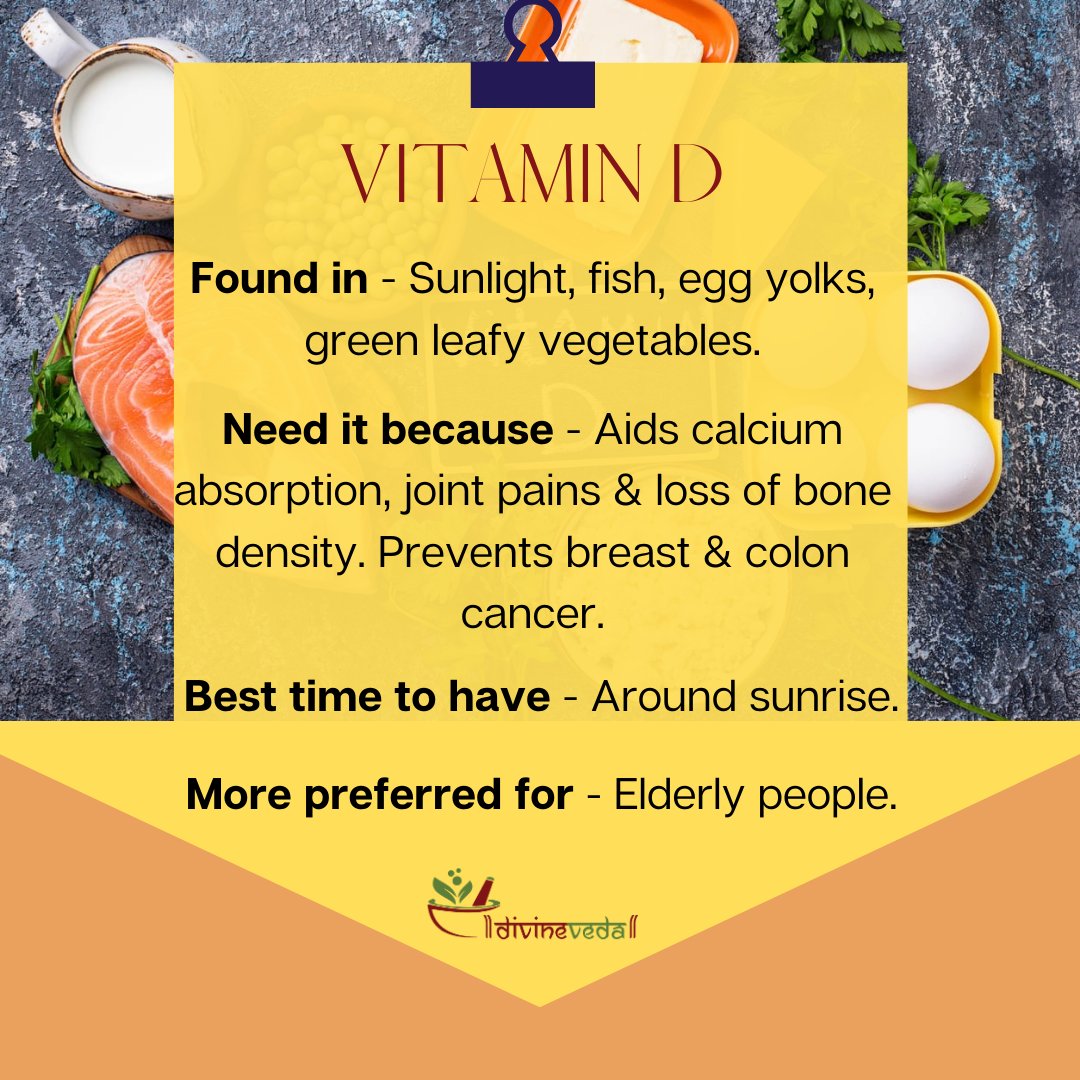 Divineveda1's tweet photo. What Vitamin D does to your body:

👉 Contributes to Bone Health
👉 Facilitates Hormone Regulation
👉 Helps Manage Blood Sugar Level
👉 Enhances Immune System
👉 Improves Heart Health
👉 Protects Against Cancer
👉 Helps With Concentration, Learning &amp; Memory

#vitamind #health https://t.co/5n4o1LilXl