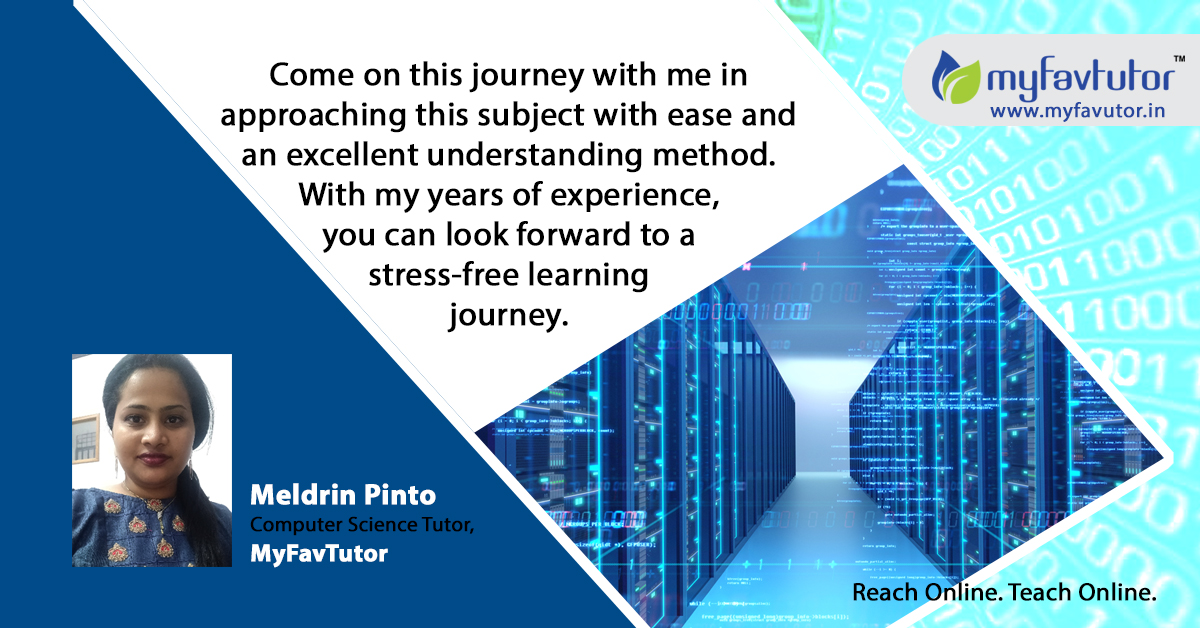 MyFavTutorIndia's tweet image. Providing you a deeper understanding on computer sciences and an excellent understanding on the subject & how we can approach it hassle free.
Connect with her at ➡ 🌐myfavtutor.in/tutor/profile/…
#MeldrinPinto #ComputerScienceTutor #ComputerNetworking #JAVA #OnlineTutor #MyFavTutor