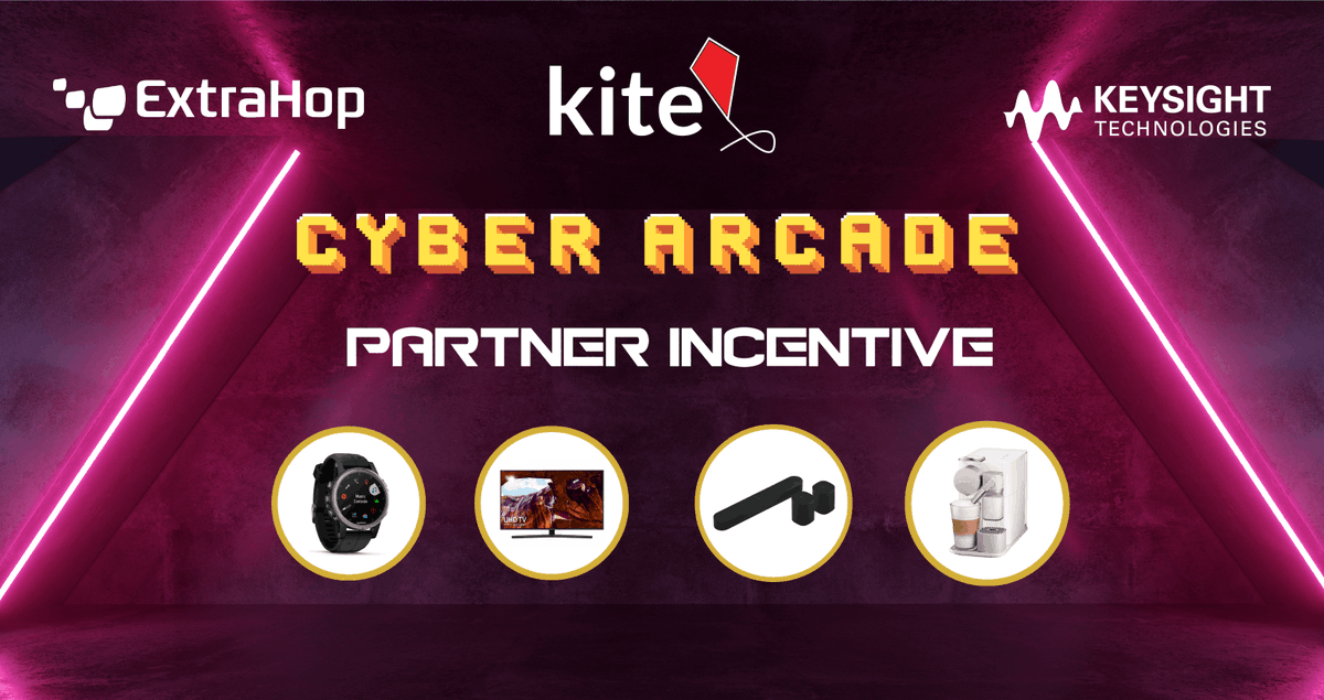 kitelink's tweet photo. Have you signed up to the #CyberArcade? @ExtraHop & @Keysight have joined forces to offer a new Kite #partnerincentive that gives you a real chance to win some amazing prizes, with 22 on offer. Find out how you can win here https://t.co/smmdklmolZ #TeamKite #TechnologiesTogether https://t.co/ZgDdv1Bikg