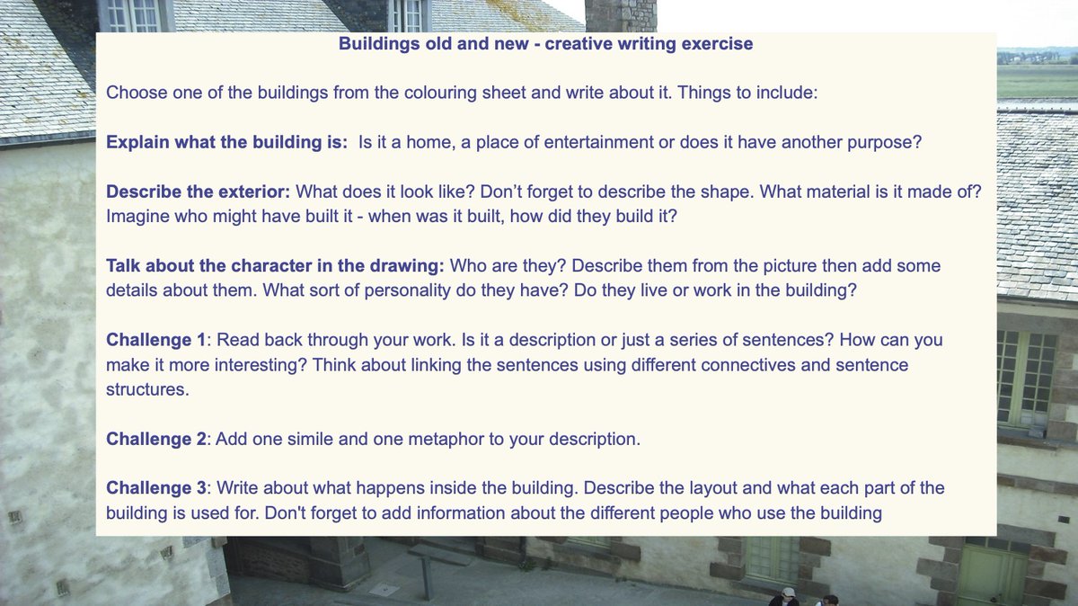 Hill_libraries's tweet photo. Let's kick off #BuildingWeek with this fantastic colouring and creative writing activity, crafted by Ramie and Akbar (our resident illustrator!). Once you've coloured Akbar's drawings of different buildings, take the next step and imagine more with Ramie's writing challenges. ^N https://t.co/hqEaD00Bvb