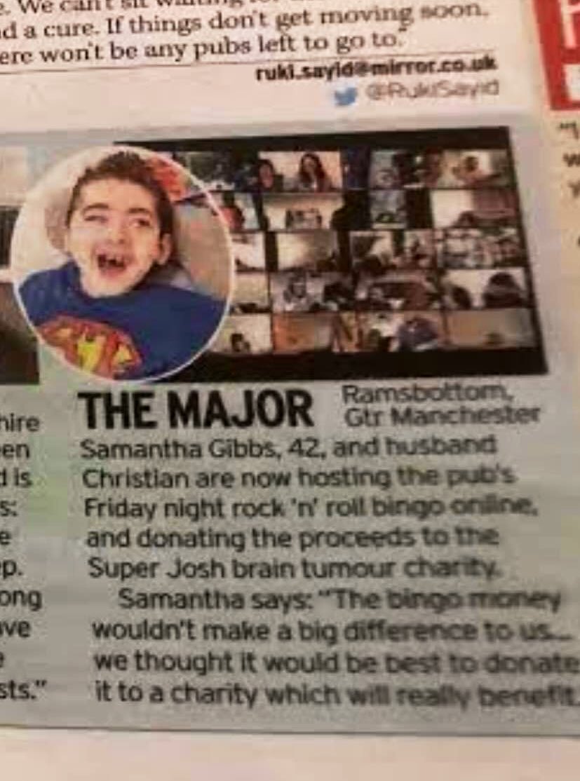 SuperJCharity's tweet photo. In today’s @DailyMirror 
#SuperJosh
Thank you so much to @sjgibbs3 &amp; our friends @RammyMajor and to everyone who has kindly donated! 😊👍🏻 https://t.co/f5bpPflZUR