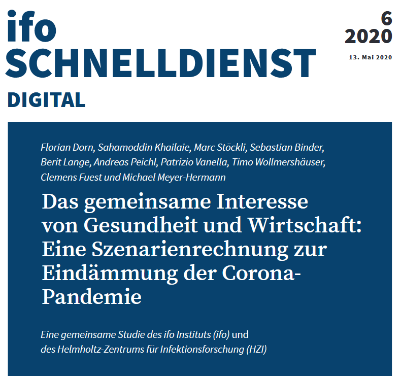 ifo_Institut's tweet photo. #COVID19 - ifo Institut und @Helmholtz_HZI sprechen sich in der #Coronakrise für einen „umsichtigen, schrittweisen Öffnungsprozess“ aus - #ifoDigital https://t.co/F5xPmdhbDj https://t.co/xS8KeECWIs