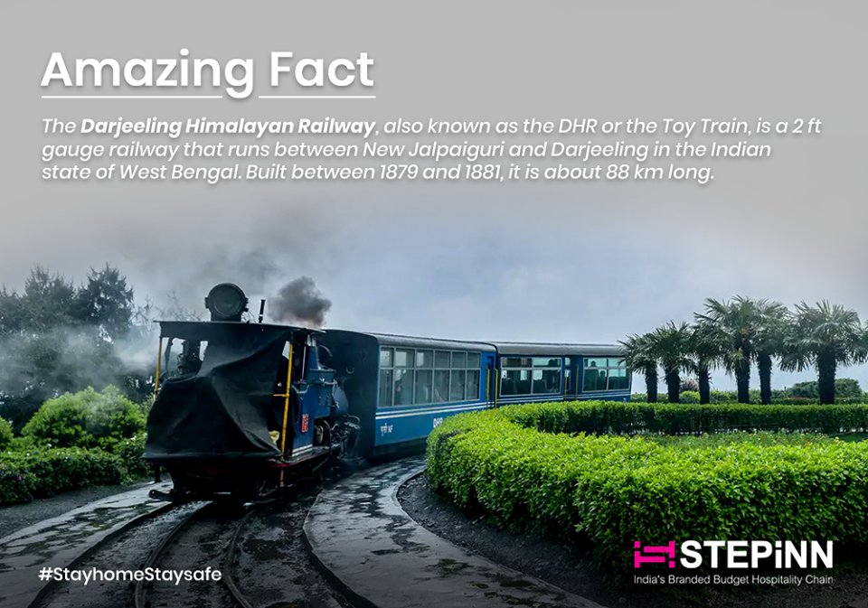 StepinnHotel's tweet photo. Amazing Fact
The Darjeeling Himalayan Railway, also known as the DHR or the Toy Train, is a 2 ft gauge railway that runs between New Jalpaiguri and Darjeeling in the Indian state of West Bengal.
https://t.co/v6QSTu1weq
#STEPiNNHotels #AmazingFact #Darjeeling #HimalayanRailway https://t.co/ybpXtrxZ79