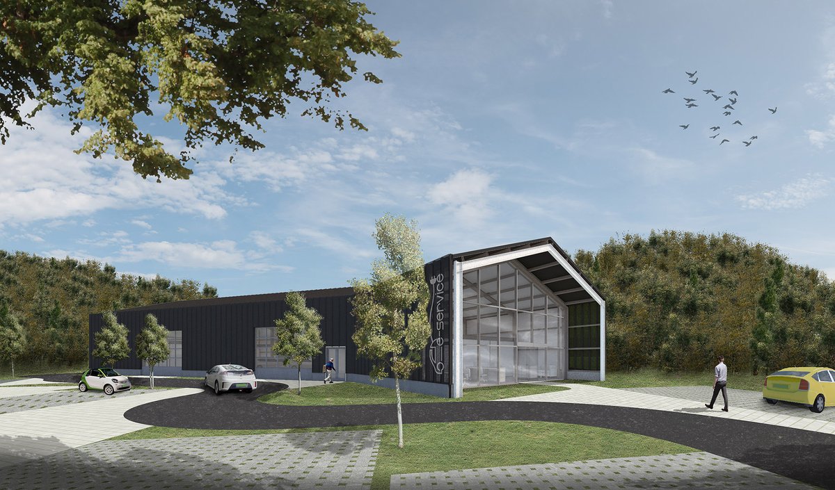 WeCareArch's tweet photo. The electric car service building that we designed is under construction! Check out the following link for more information about the design!💚 https://t.co/YceZg2Agyw https://t.co/y1PFLRXcN1