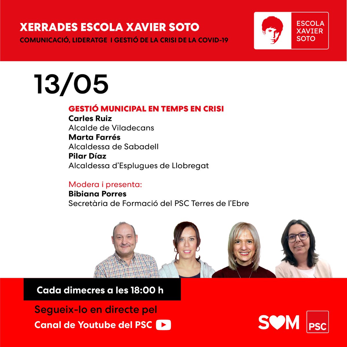 synoguer's tweet photo. 🗣️Esta tarde tenemos un cita virtual con @PilarDiaz_ alcaldesa de #Esplugas, #Esplugues @carlosruiztwitt alcalde de #Viladecans, y @socmartafarres alcaldesa de #Sabadell en la @EFXavierSoto del @socialistes_cat . QUE NO TE LO CUENTEN!! https://t.co/9JMo97EjTS