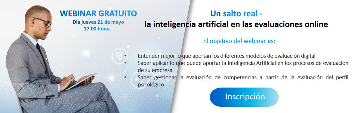 Nyuron1's tweet photo. Aprende sobre los últimos avances en las evaluaciones online, y la aplicación real de la inteligencia artificial.
MAS INFORMACION EN: https://t.co/2KMWEjVSmD

Webinar sobre la irrupción de la Inteligencia Artificial en los modelos de evaluación online en RR HH. https://t.co/PbSKcBcpUr