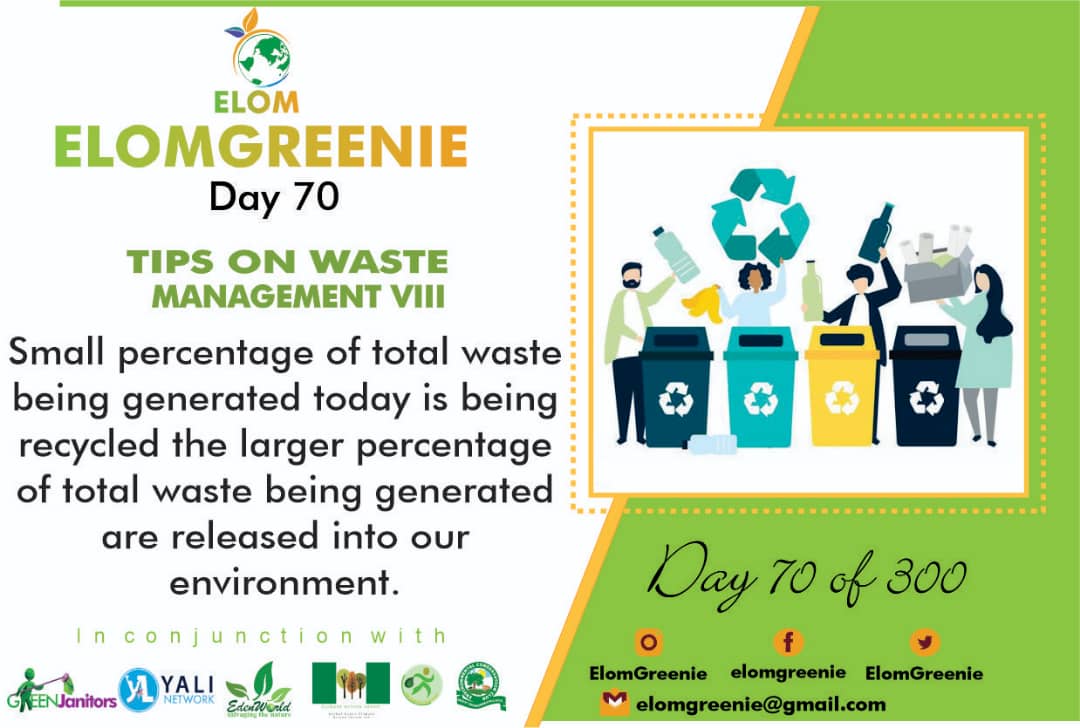 Day70Tips on waste management VIII @Elomgreenie Waste Reduction as it sounds refer to the practice of reducing the amount of waste produced. It would include the use of less material and energy to minimize waste generation and preserve natural resources.